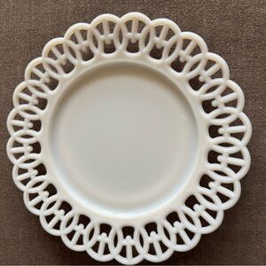 Vintage Milk Glass Lace Edge Plate